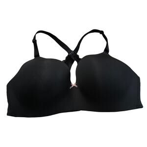 Cacique Lane Bryant Solid Black Lace Back Detail Simply Wire Free TShirt Bra 42C